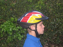 Boy wearing a cycle helmet correctly