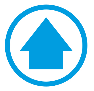 Blue arrow in a blue circle