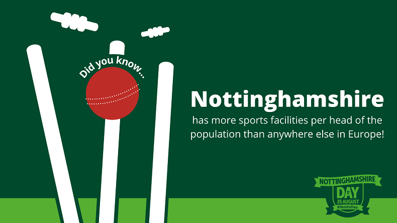 Nottinghamshire has more sports facilities per head of population than anywhere else in Europe.