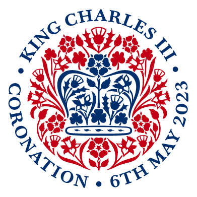 King's Coronation emblem in red and blue