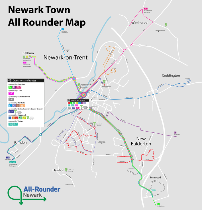 A map of Newark All Rounder town map
