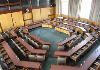 Council Chambers at County Hall, the home of Nottinghamshire County Council.