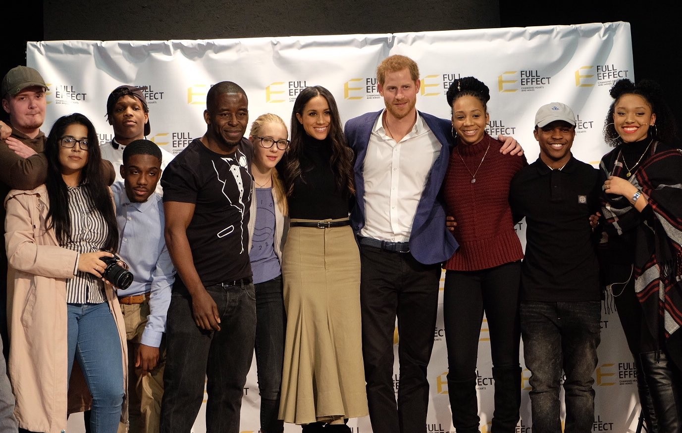 Harry and Meghan with local young people
