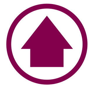 Burgundy arrow in a burgundy circle