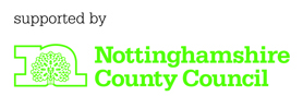 Nottinghamshire County Council logo against a white background. Accompanied by 'Supported by' text.