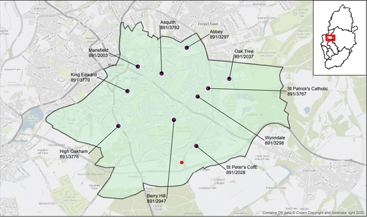 Primary schools in the Mansfield east planning area