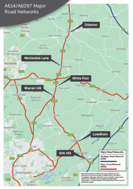 A614/A6097 Major Road Networks