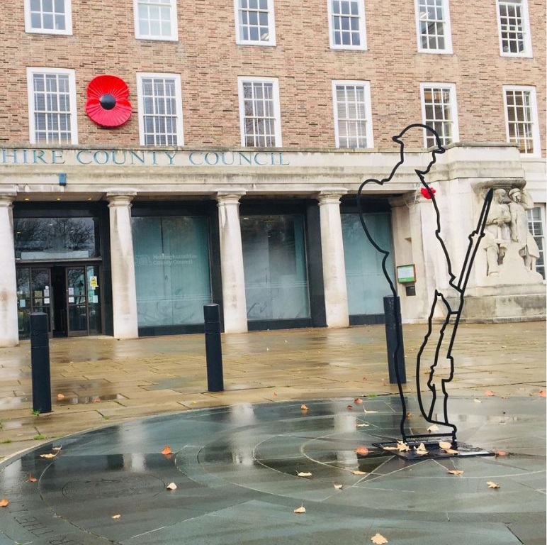 Fallen Soldier and poppy at County Hall