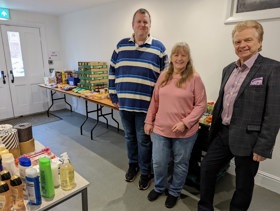 (From left to right): Mark Richardson, Volunteer at Bingham Food Warriors, Kim Giles, Volunteer at Bingham Food Warriors and Councillor Neil Clarke MBE, Chairman of the Transport and Environment Commi