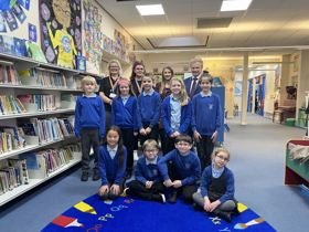 Pupils and staff from Radcliffe on Trent Junior School with Via Road Safety tutors and Cllr Neil Clarke MBE