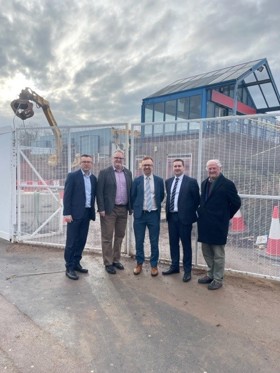 Left to right are the County Council’s Service Director for Investment and Growth Matt Neal, Cabinet Member for Economic Development Councillor Keith Girling, Fraser Mitchell, Secondary Director for t