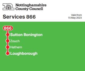 Service 866 bus timetable front cover