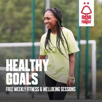 Healthy Goals. Free weekly fitness and wellbeing sessions. Nottingham Forest logo.