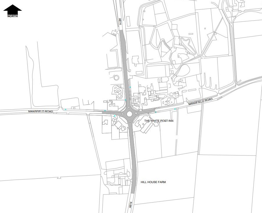 Ariel view drawing of White Post Roundabout