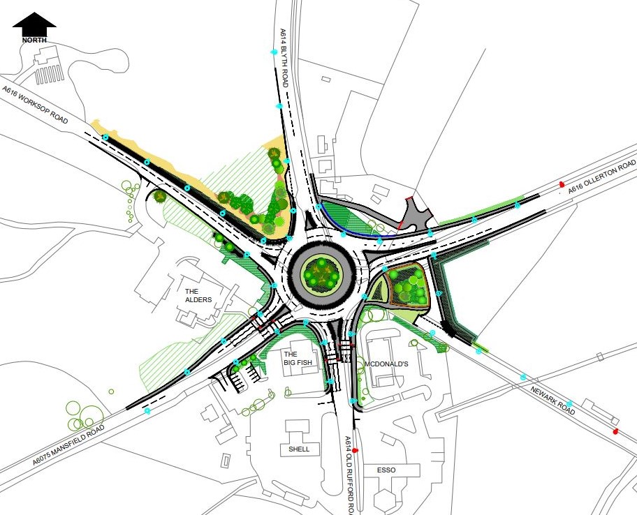 Ariel view drawing of Ollerton Roundabout