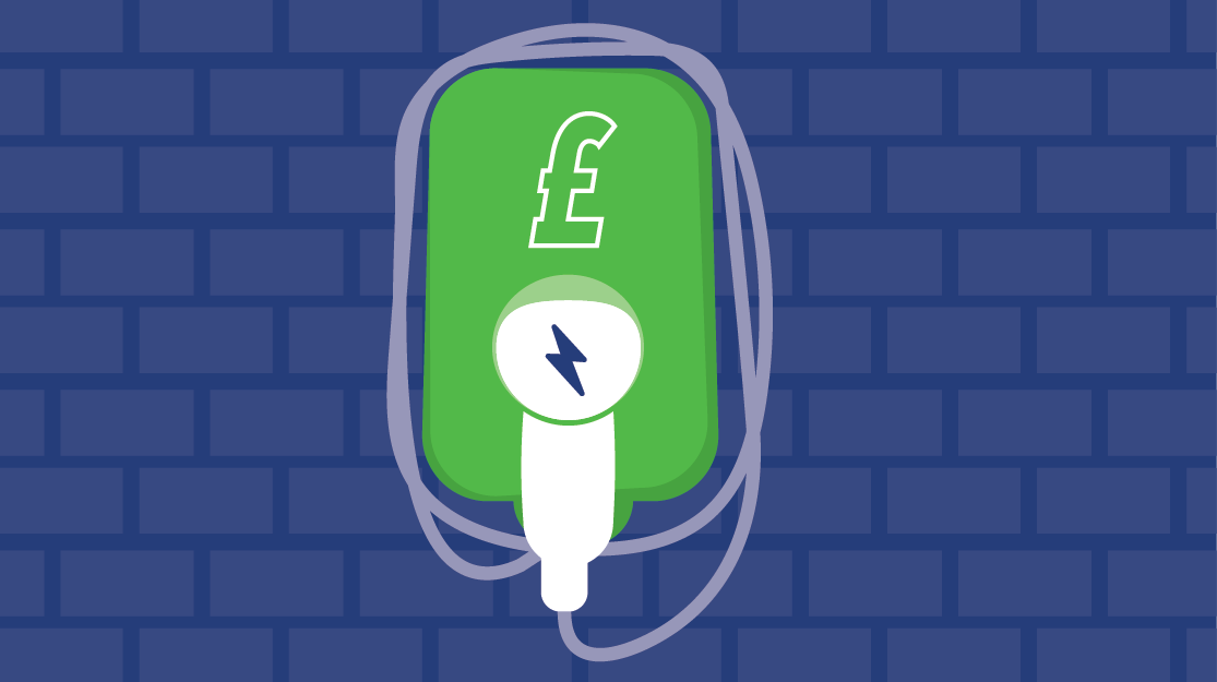 A graphic of an electric vehicle charge point on a wall