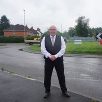Councillor Mick Barton, Leader of Nottinghamshire County Council, at Lowdham roundabout