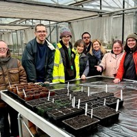 Members of the RHS Chelsea Flower Show garden team at Brooke Farm