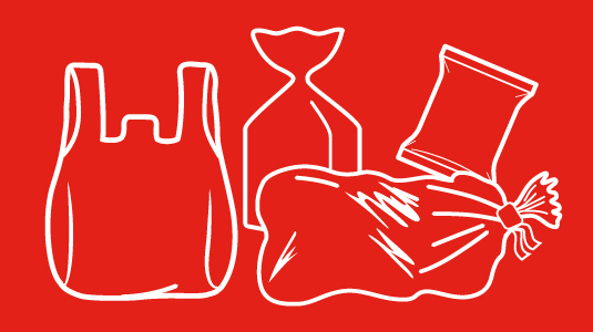 Plastic bags on a red background