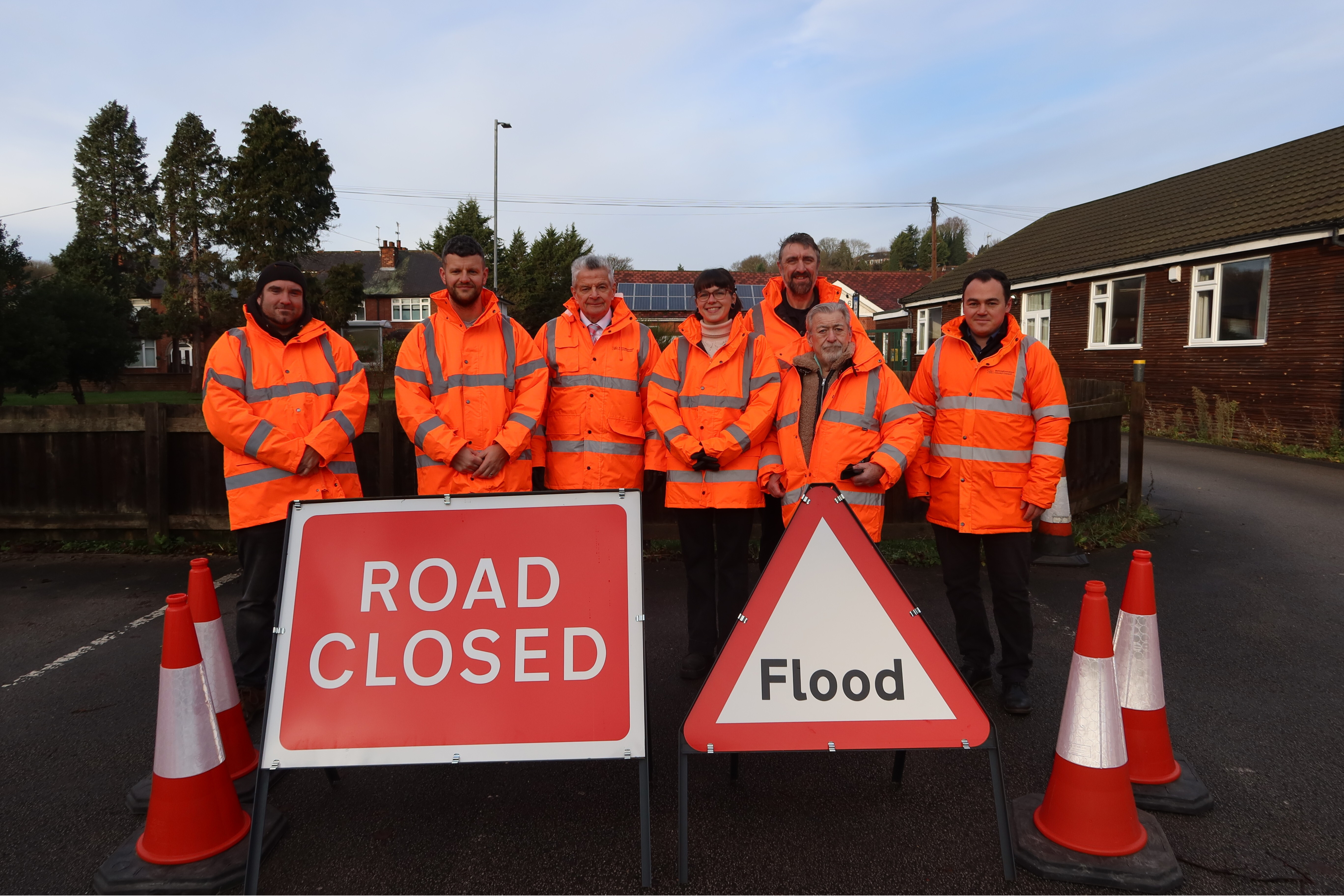 Volunteers from the Colwick Community Flood Signage scheme with Councillor Bert Bingham