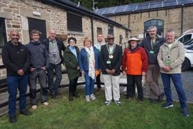Councillor Rory Green, Councillor Simon Wright, Councillor John Semens, Councillor Christopher Adegoke, Councillor Dawn Justice and Councillor Janette Barlow with staff members Pom Bhogal, Gary Richards and Neil Maltby at the Hagg Farm centre.