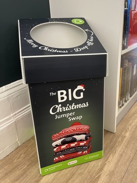 Christmas Jumper Swap collection bin