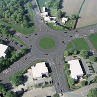 An aerial view of Ollerton roundabout