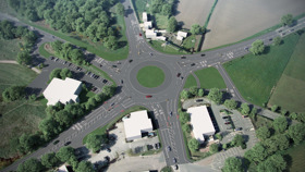 An aerial view of Ollerton roundabout
